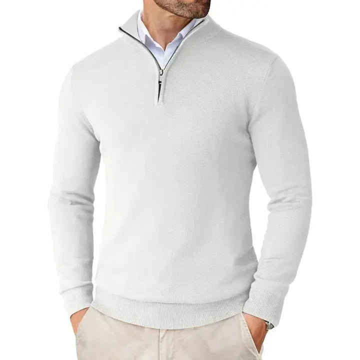 Herre klassisk sweater med kort lynlås