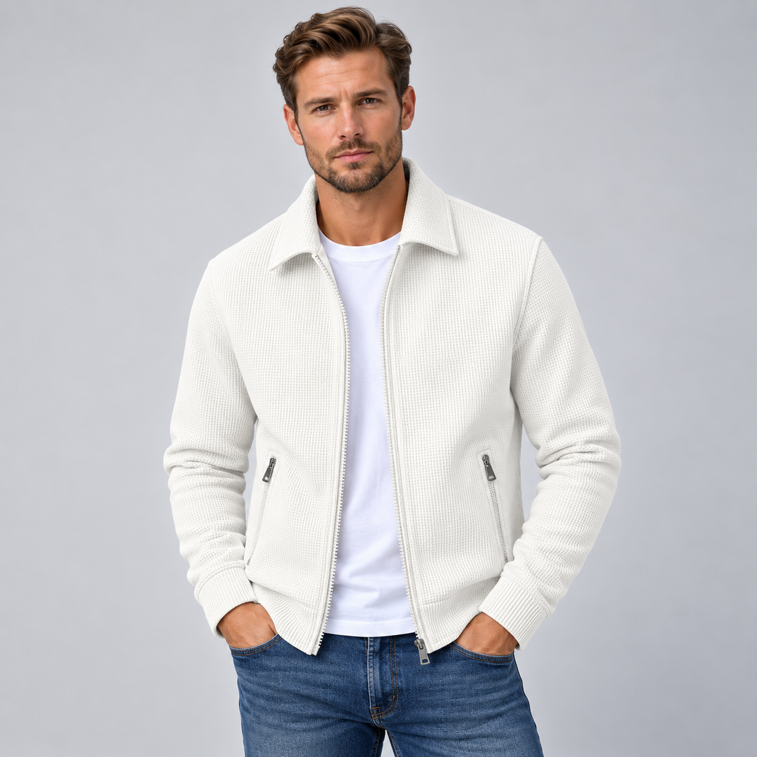 Herre overshirt med tekstureret struktur og lynlåslukning