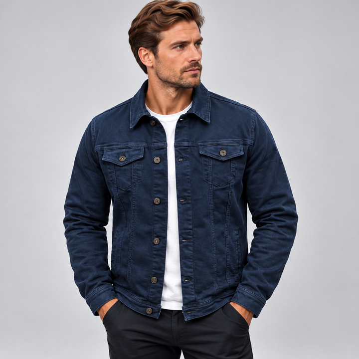 Denimjakke herre med brystlommer