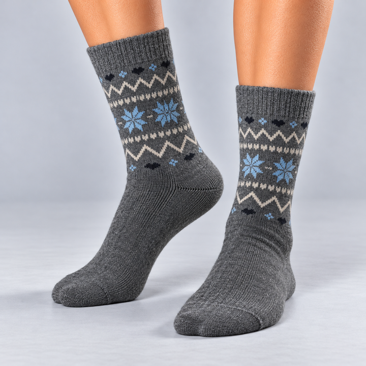 Varme sokker dame med fair isle mønster