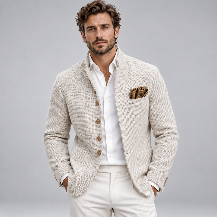 Herre blazer med struktur og ståkrave i regular fit