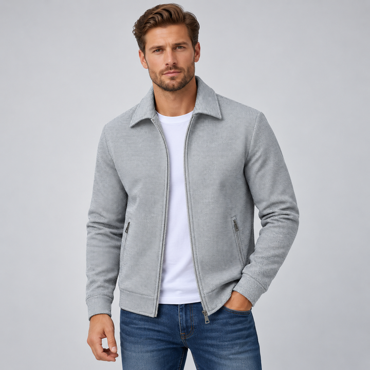 Herre overshirt med tekstureret struktur og lynlåslukning