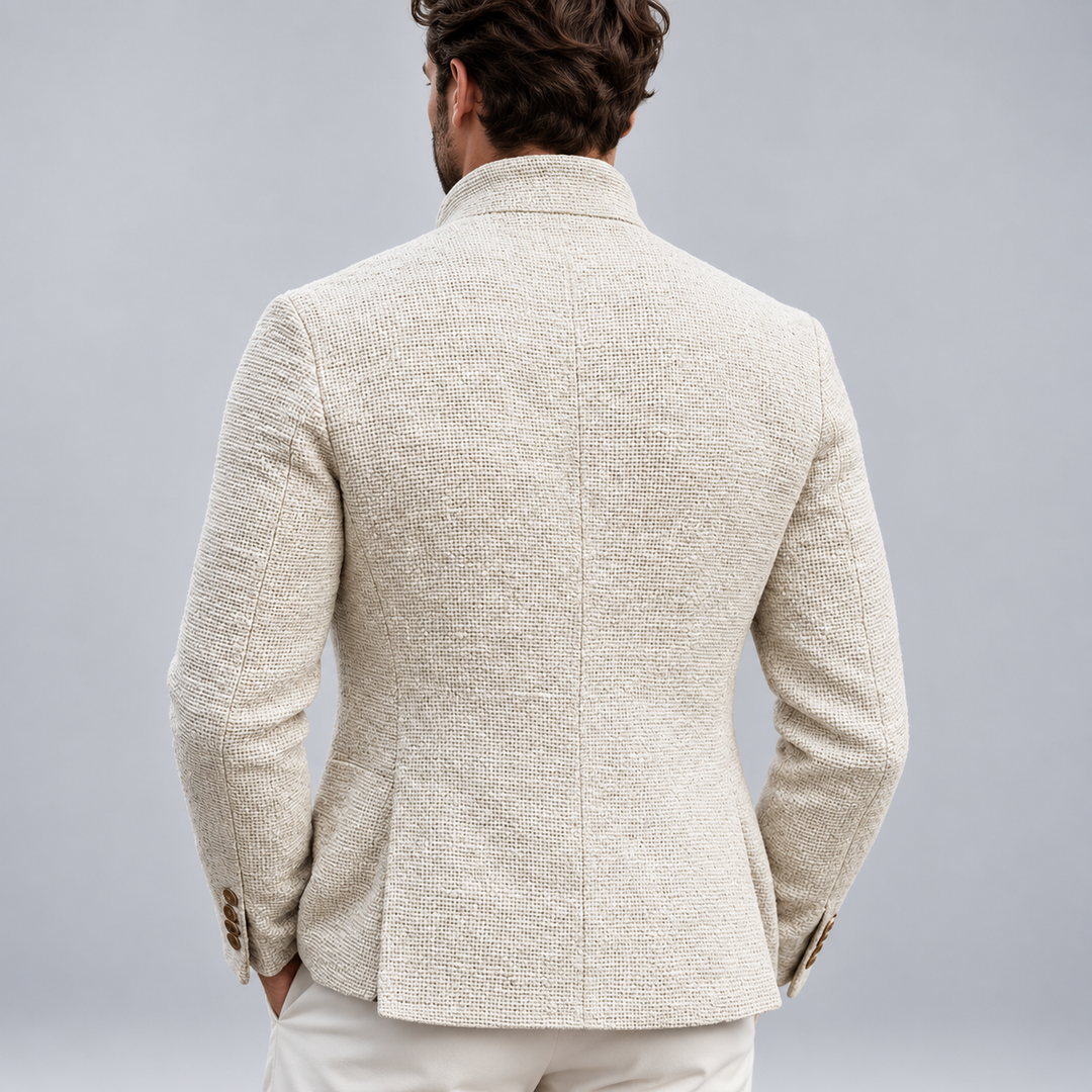Herre blazer med struktur og ståkrave i regular fit