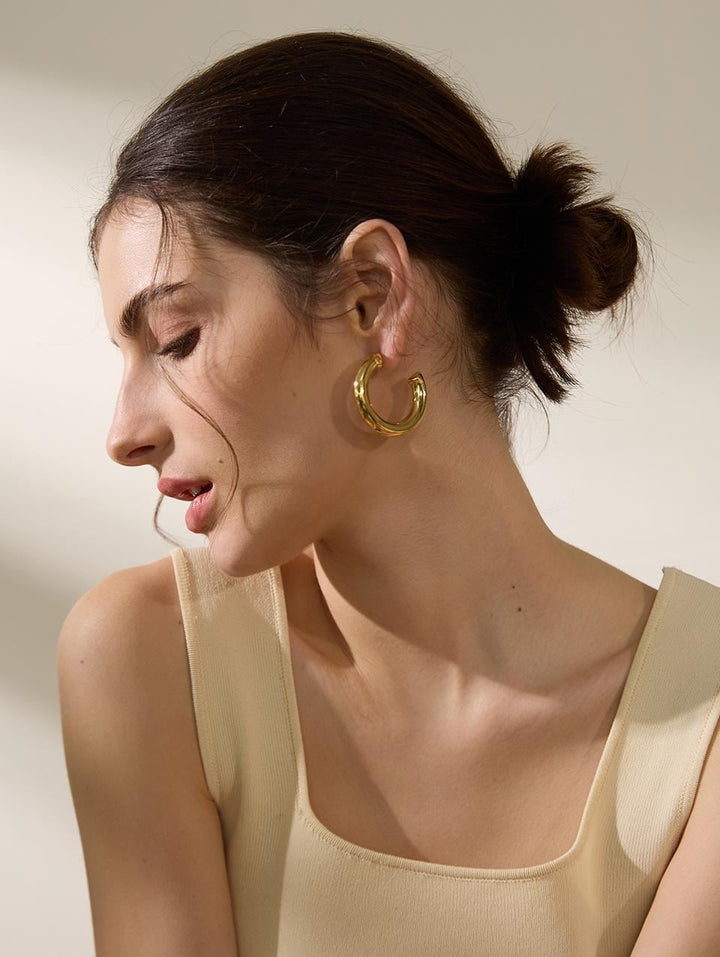 Bottega Dupes Chunky Teardrop Earrings in 14k Gold Plated yellow