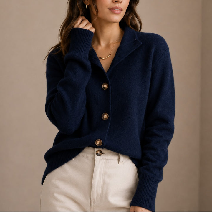 Cardigan dame med krave og knapper