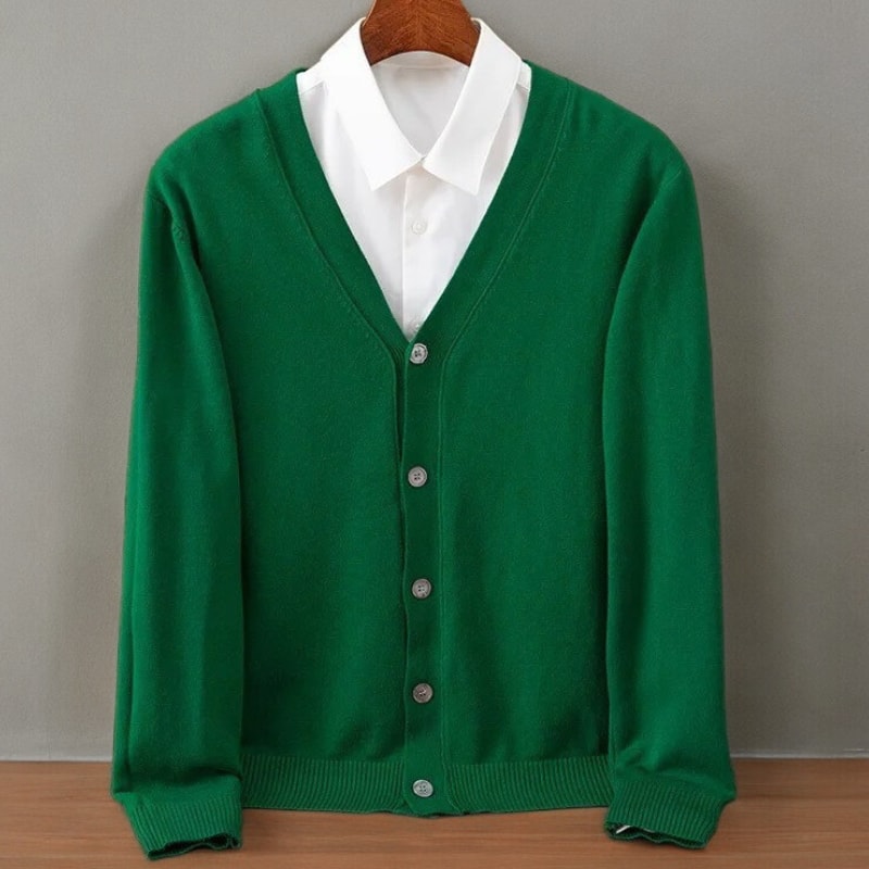Cardigan til herre i cashmeremix med knapper