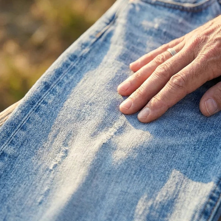 Cropped jeans dame med lige ben og flossede kanter