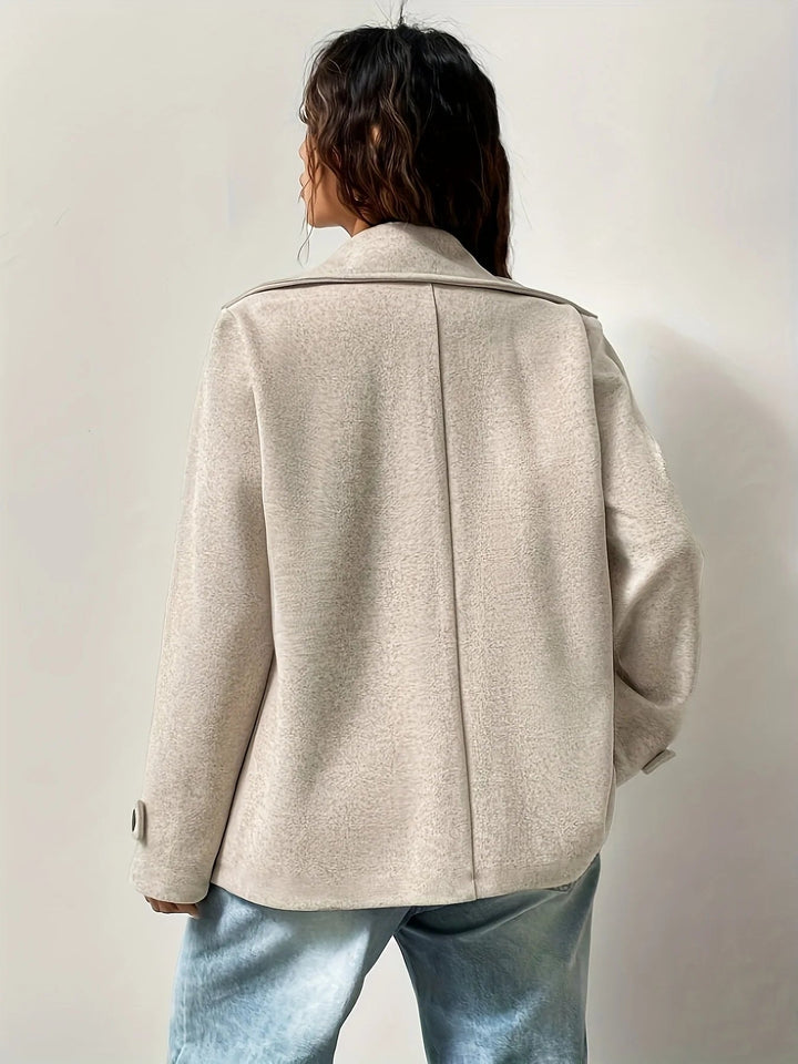 Beige dame frakke set bagfra med lange ærmer