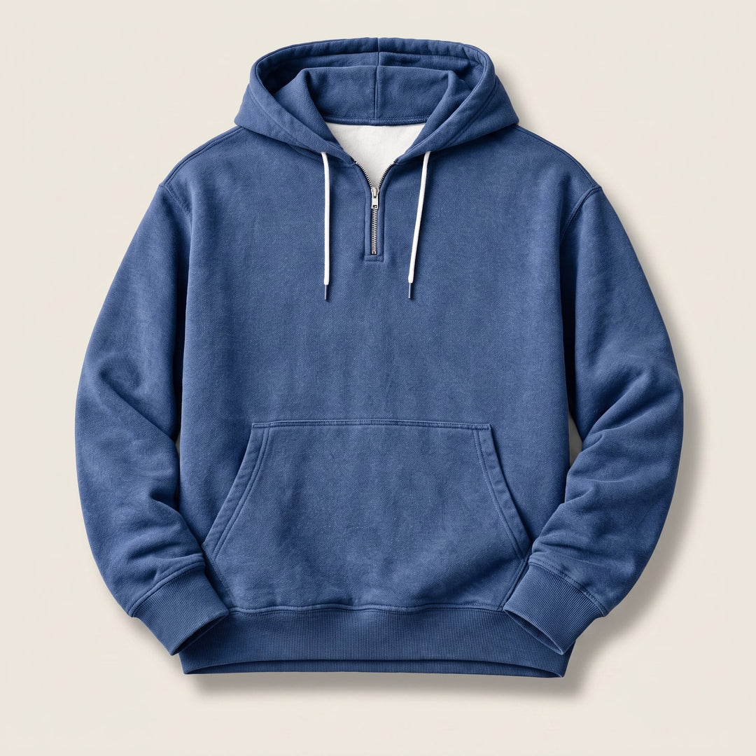 Hoodie herre med lynlås og kængurulomme