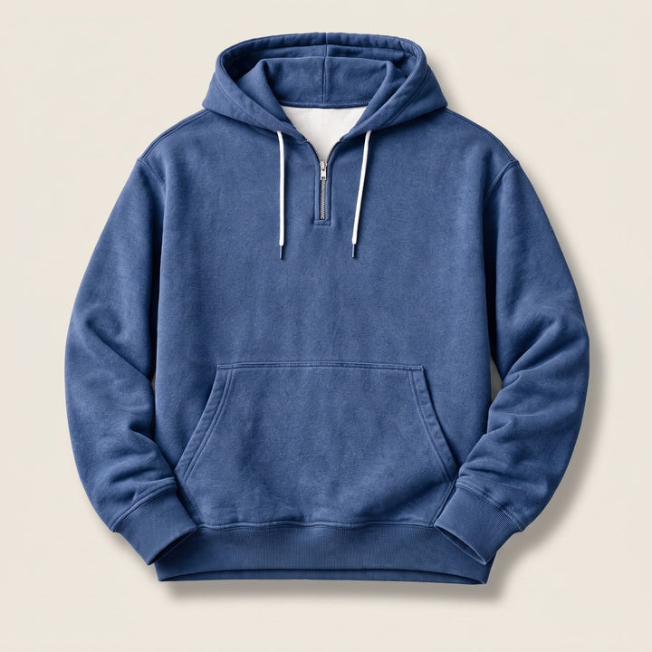 Hoodie herre med lynlås og kængurulomme