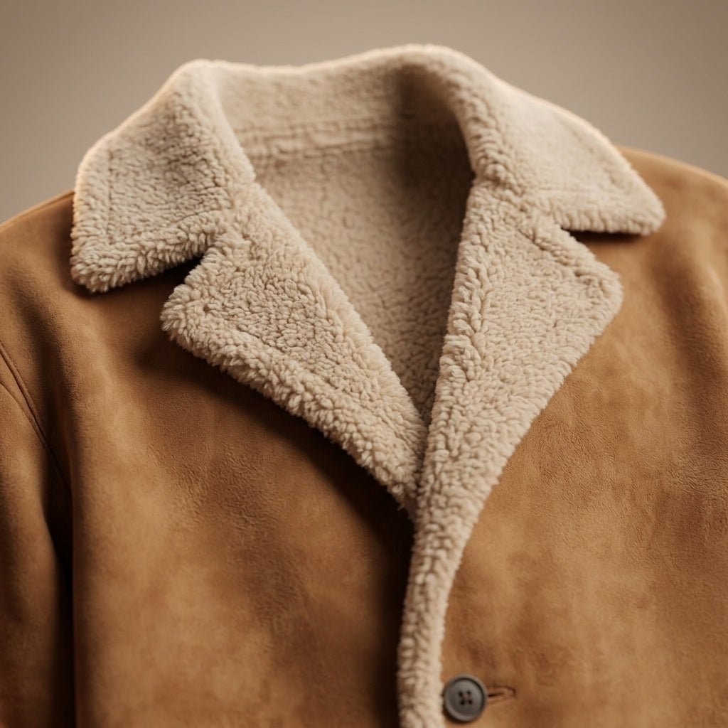 Cappotto lungo uomo in camoscio con interno teddy