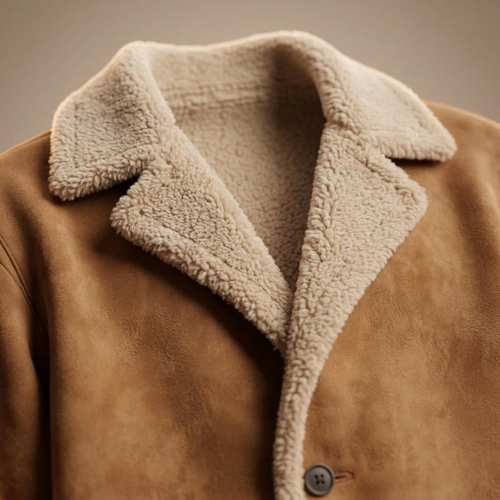 Cappotto lungo uomo in camoscio con interno teddy