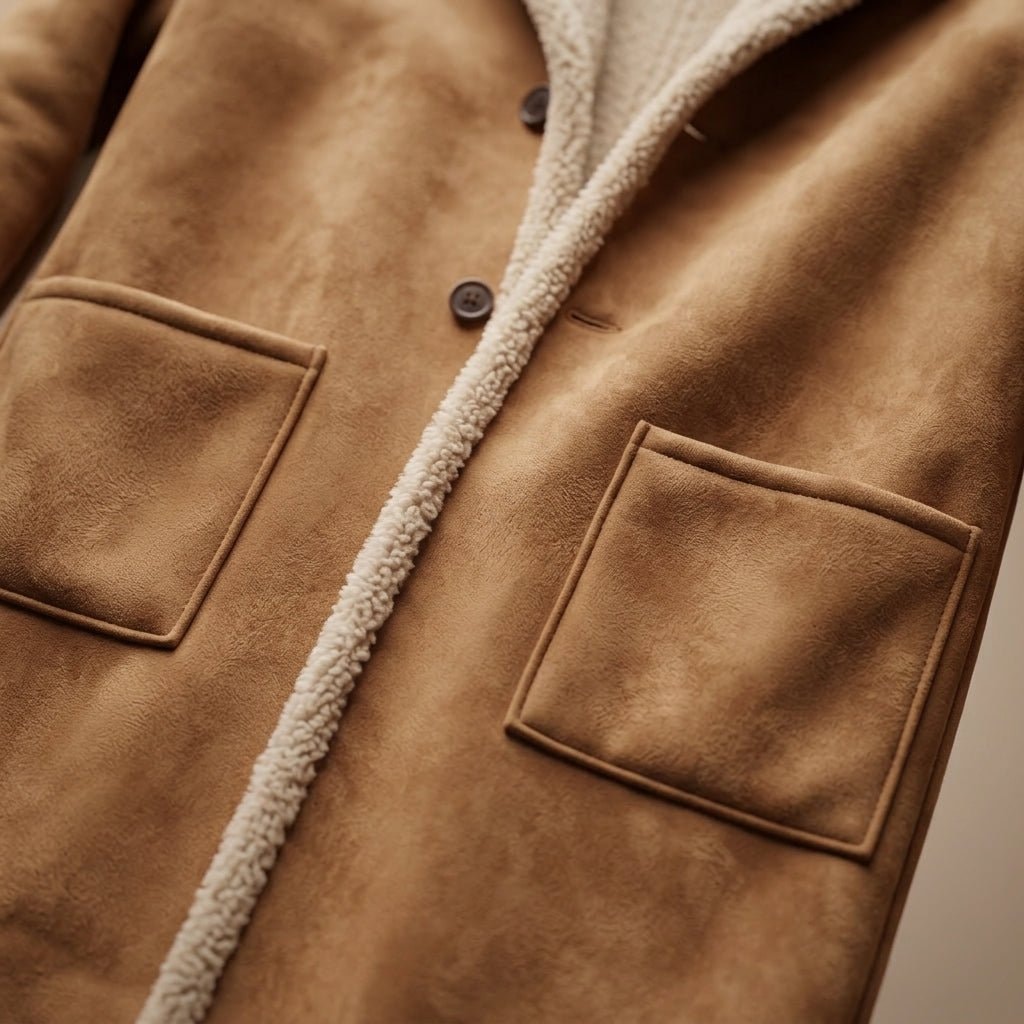 Cappotto lungo uomo in camoscio con interno teddy