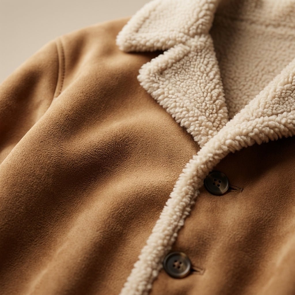 Cappotto lungo uomo in camoscio con interno teddy