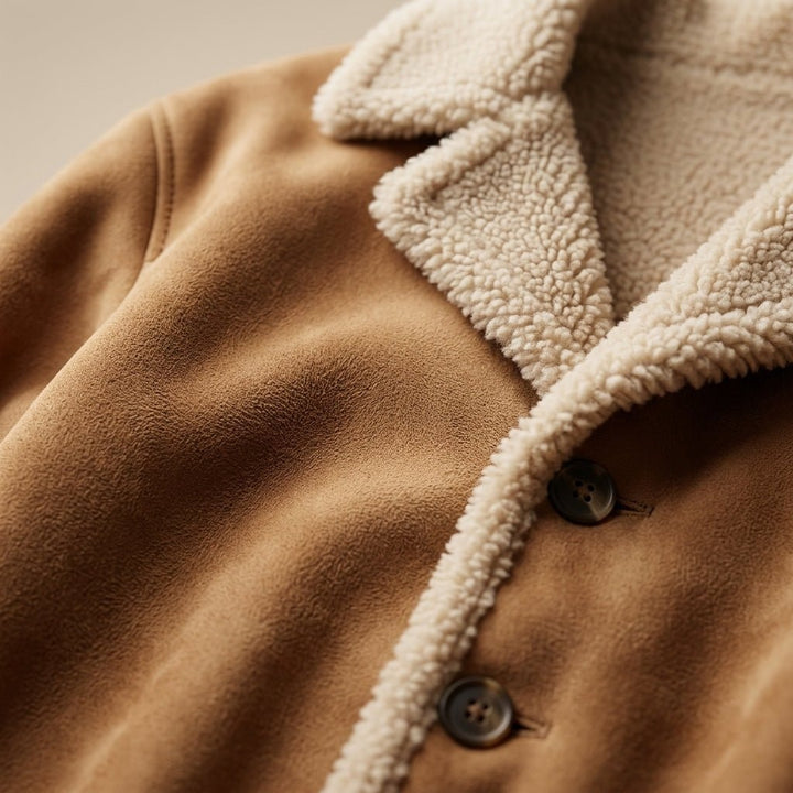 Cappotto lungo uomo in camoscio con interno teddy
