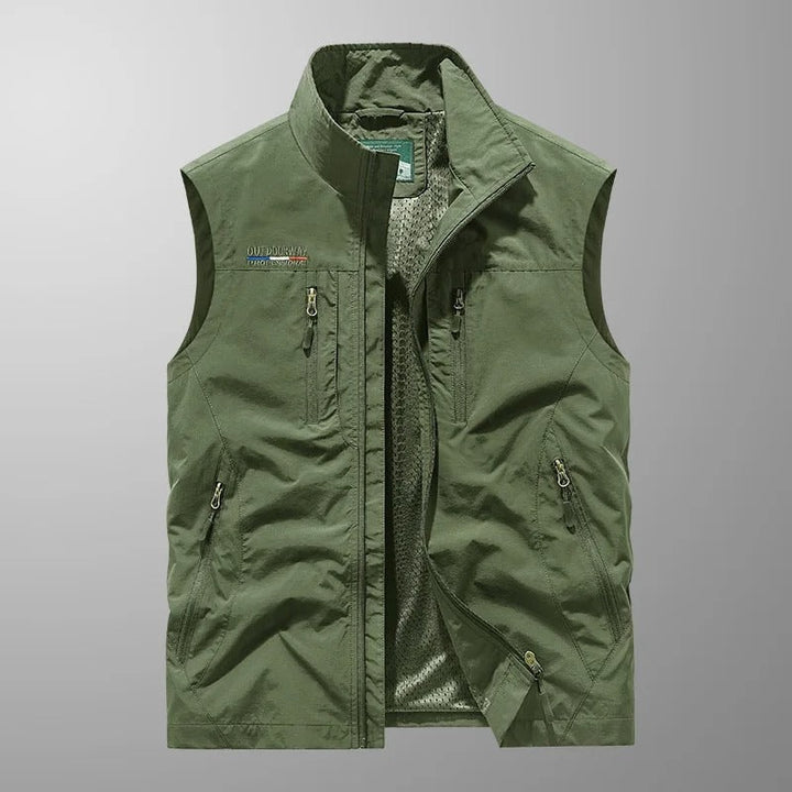 Outdoor vest herre med lommer og opretstående krave