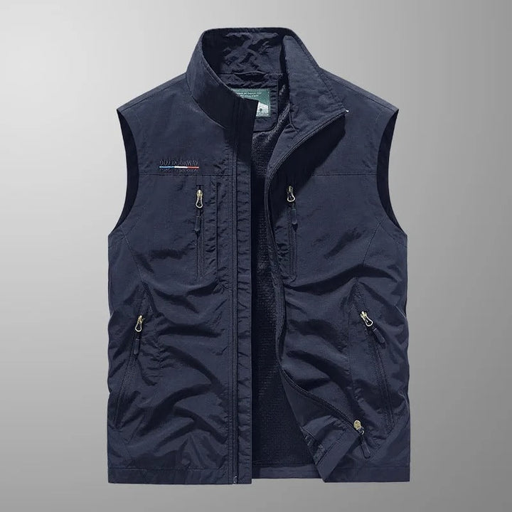 Outdoor vest herre med lommer og opretstående krave