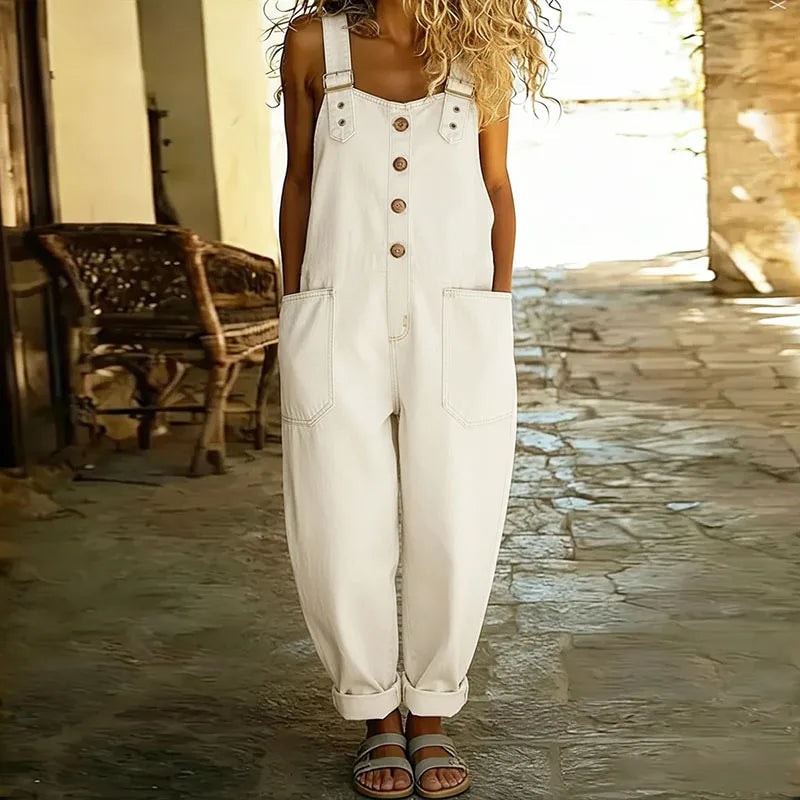 Overalls dame i denim look med justerbare stropper