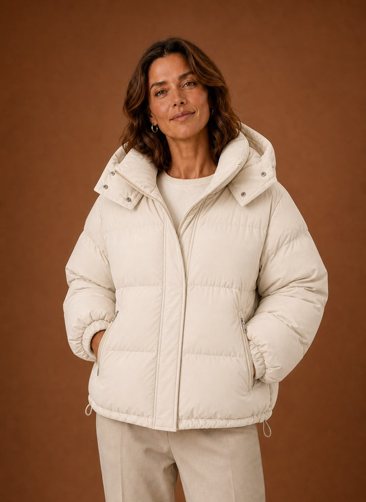 Oversized quiltet vinterjakke dame med hætte