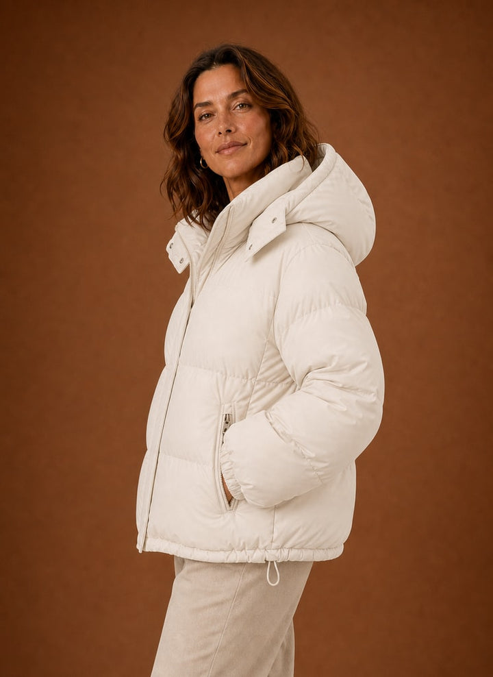 Oversized quiltet vinterjakke dame med hætte