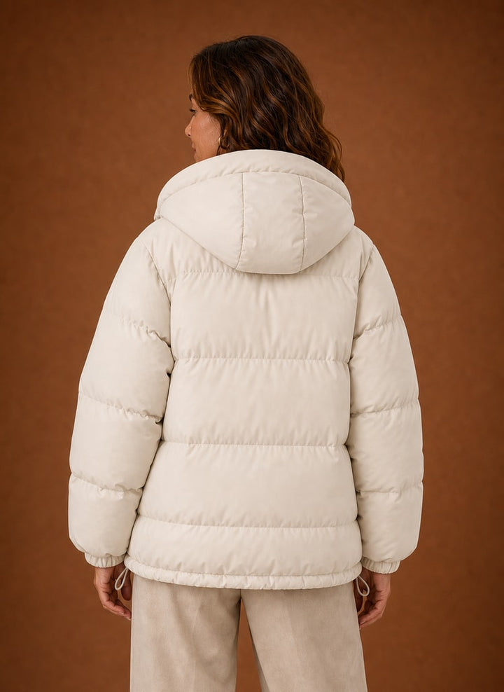 Oversized quiltet vinterjakke dame med hætte