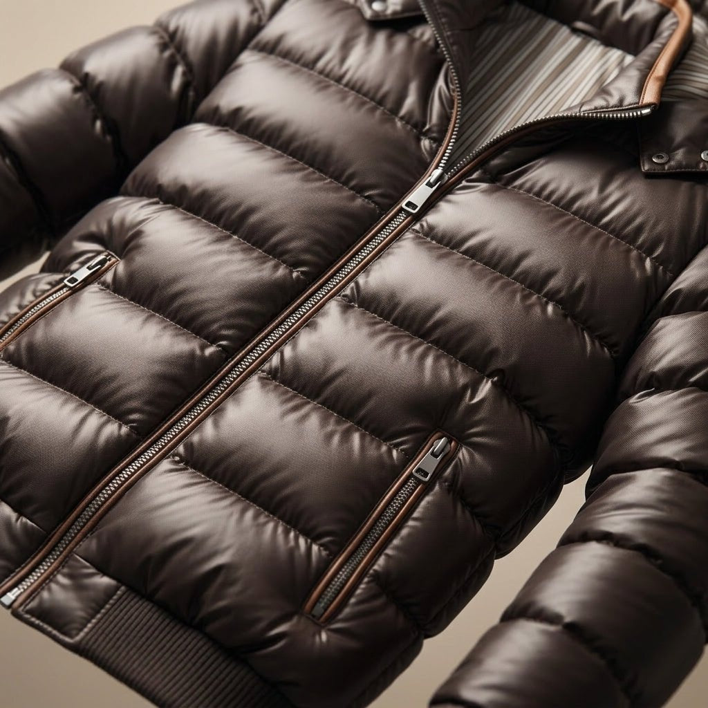 Quiltet vinterjakke herre med hætte