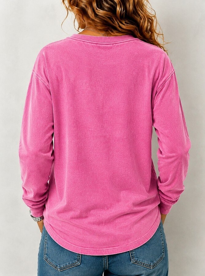 Sweatshirt dame set bagfra med afrundet kant forneden