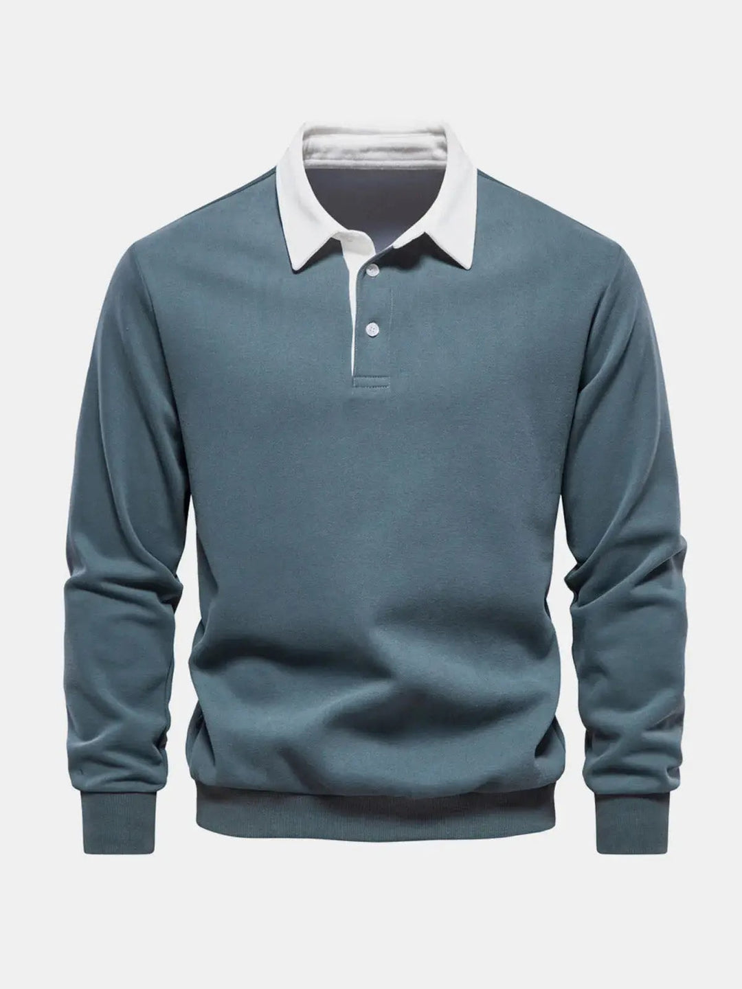 Sweatshirt herre med polokrave og lange ærmer