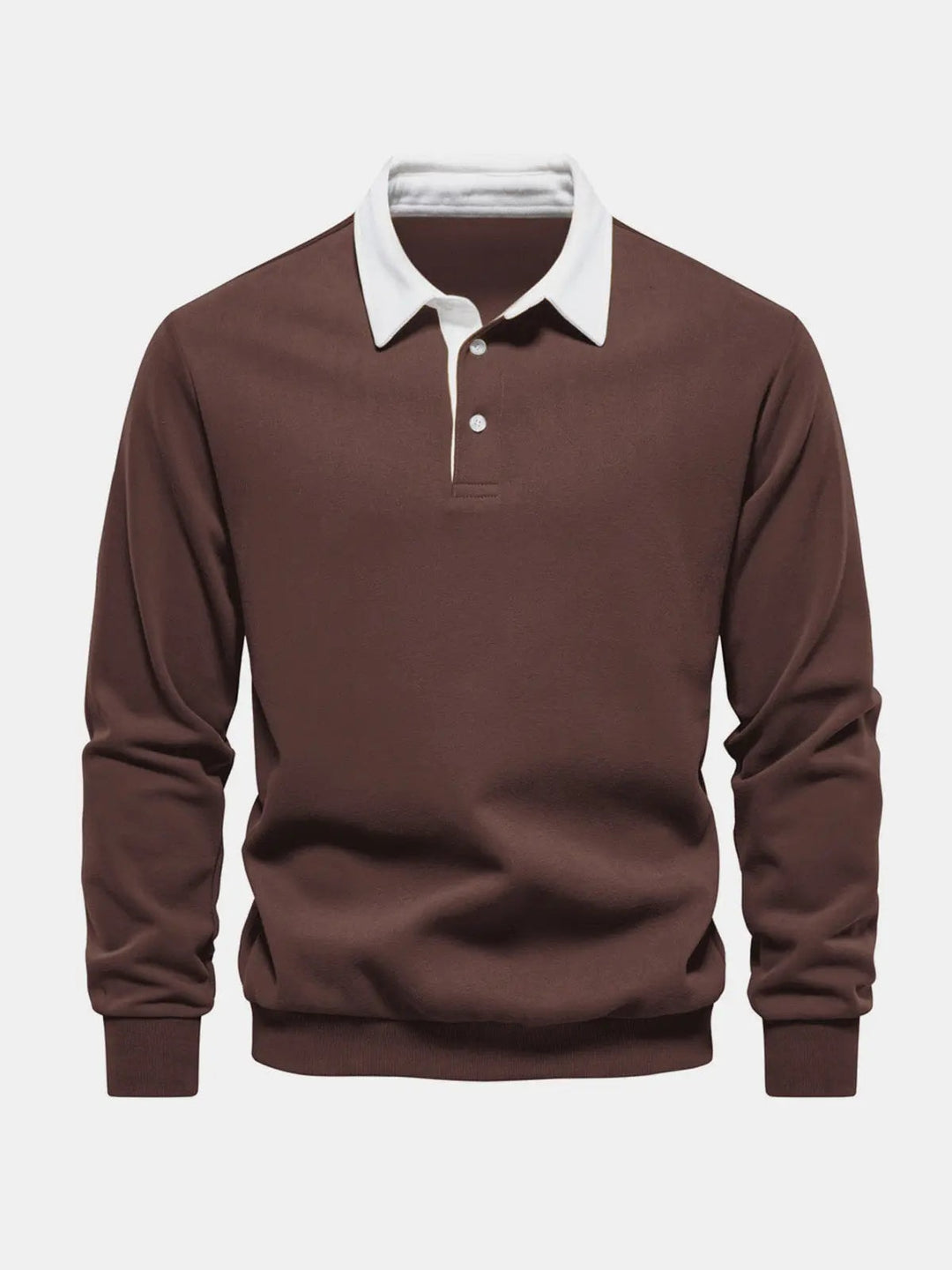 Sweatshirt herre med polokrave og lange ærmer