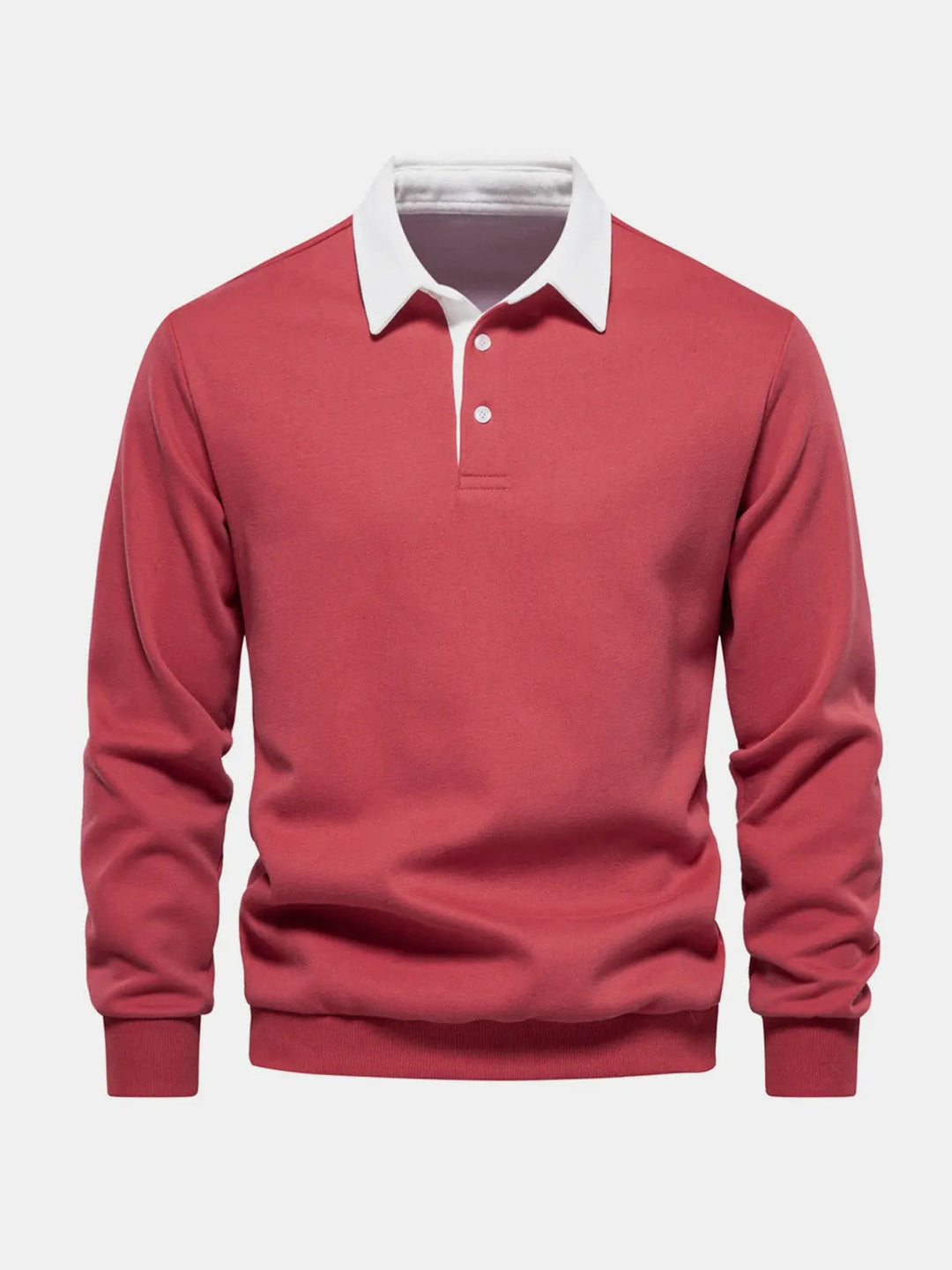 Sweatshirt herre med polokrave og lange ærmer