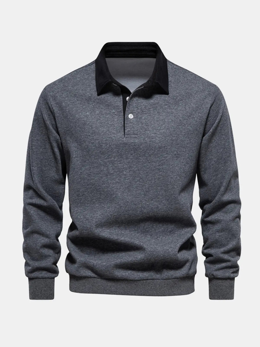 Sweatshirt herre med polokrave og lange ærmer