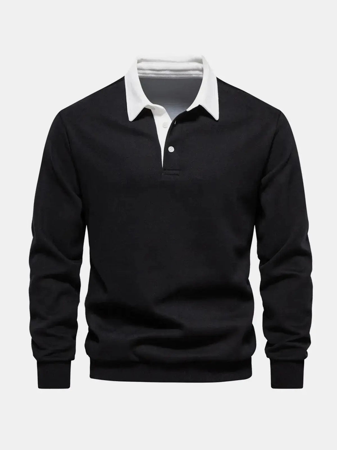 Sweatshirt herre med polokrave og lange ærmer