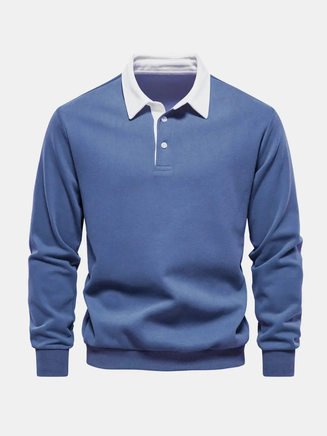 Sweatshirt herre med polokrave og lange ærmer